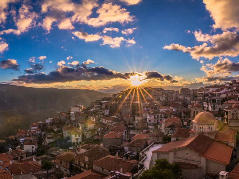 Arachova village sunrise