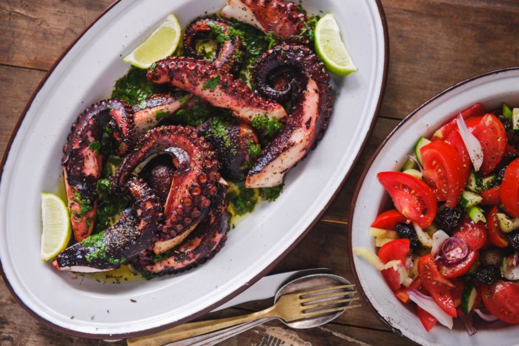 grilled octopus greek food