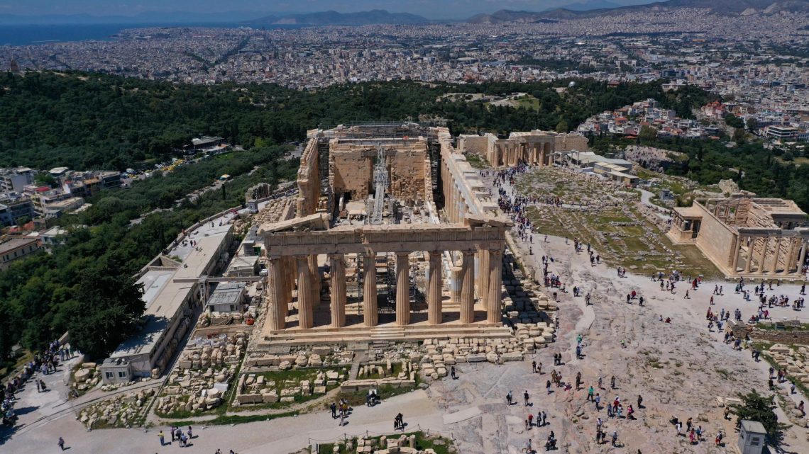 aerial view of Parthenon Athens
