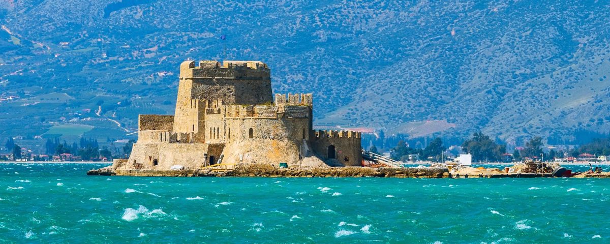 Bourtzi fortres in rough sea