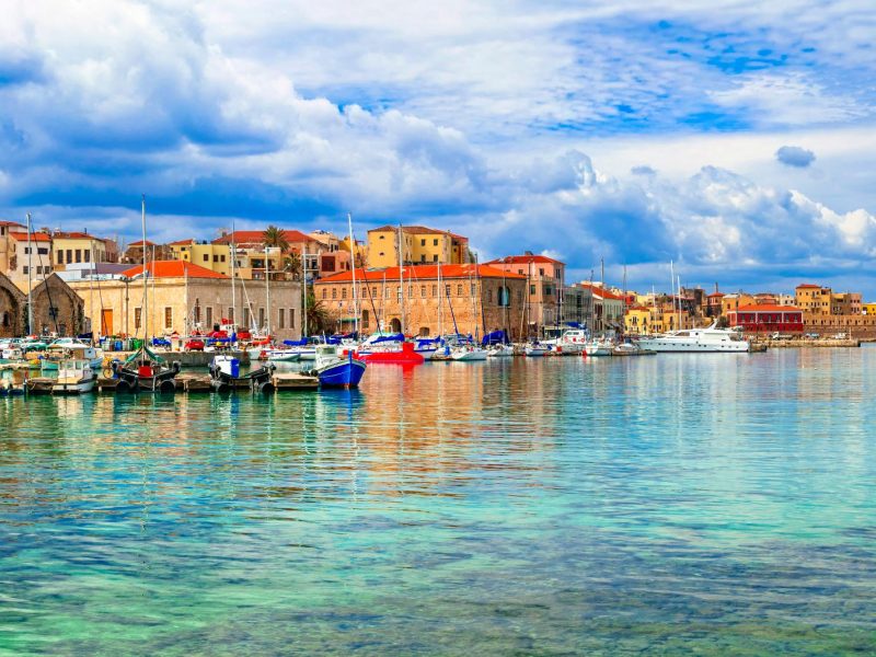 Chania port boats