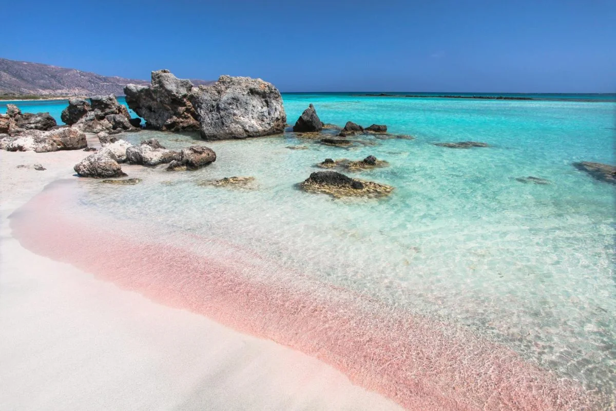 pink sandy beach at Elafonissi Beach Chania