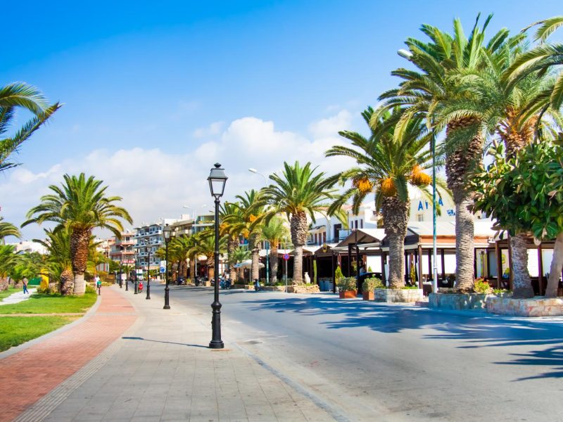 street with palmtrees Rethymno