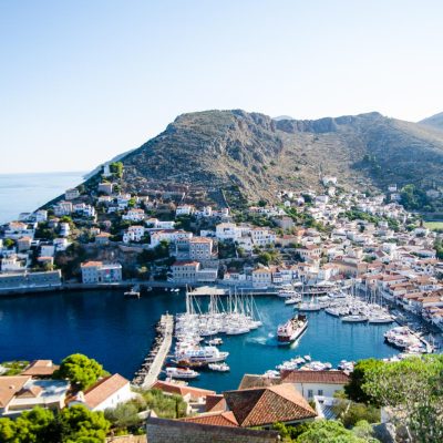Hydra island port Kids love Greece