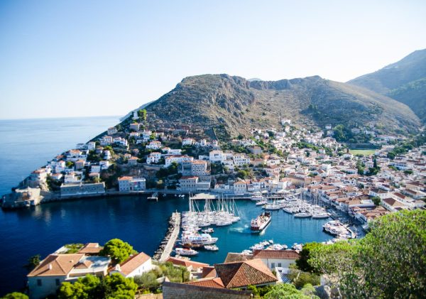 Hydra island port Kids love Greece