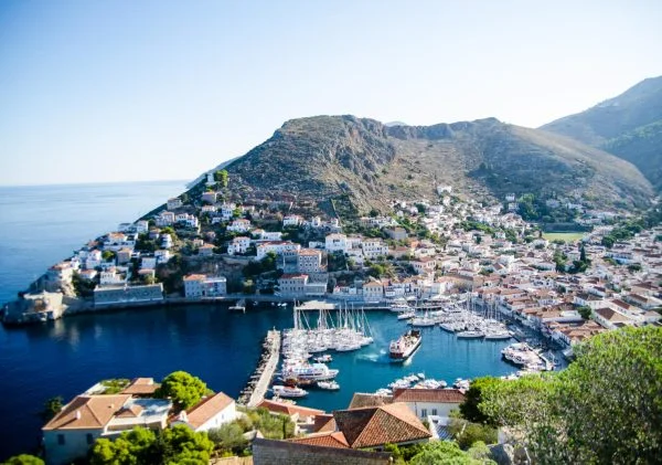Hydra island port Kids love Greece