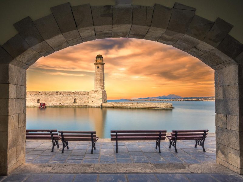 Venetian port of Rethymno and egyptian lighthouse
