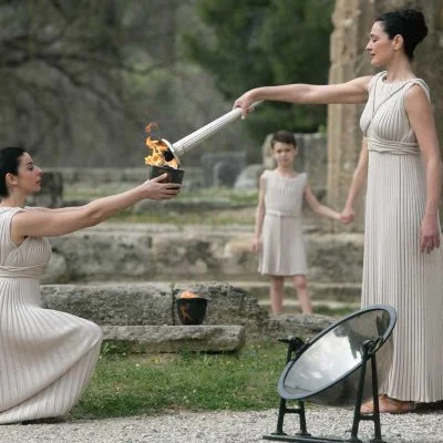 ancient Olympia ceremony light of the olympic flame