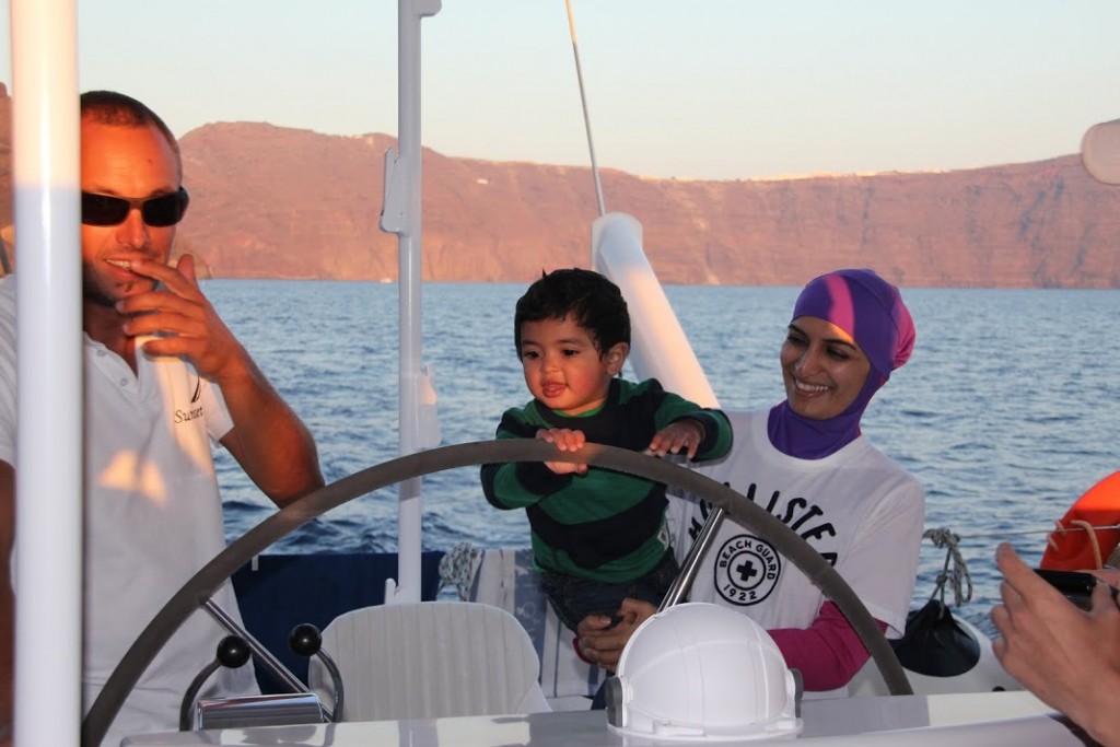 Baby Sailing sunset oia