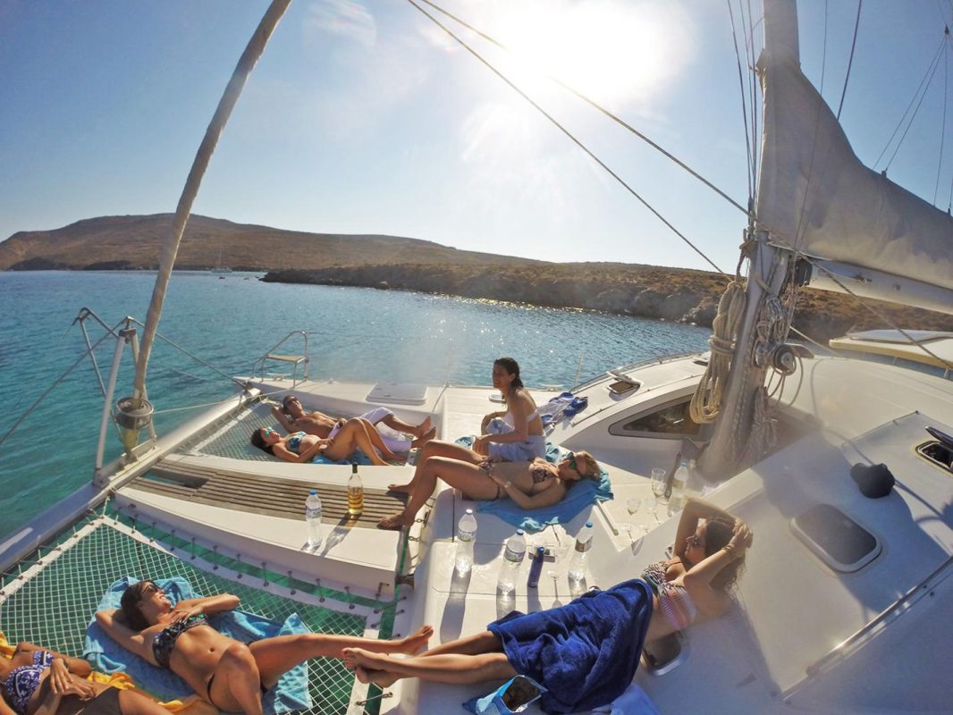 mykonos catamaran sailing family