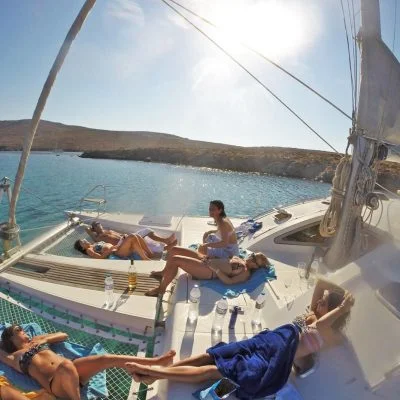 mykonos catamaran sailing family