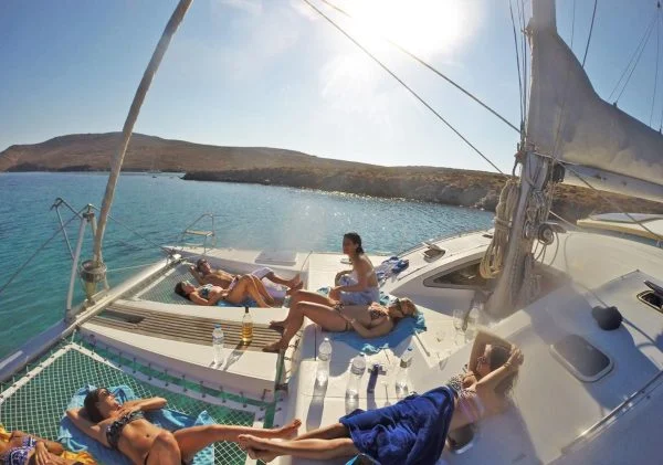 mykonos catamaran sailing family