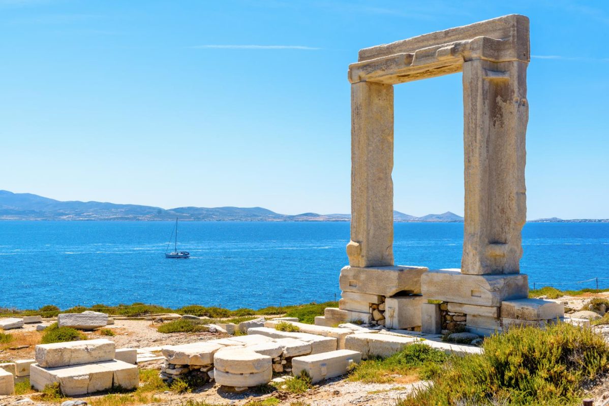 Portara entrance of port at Naxos island