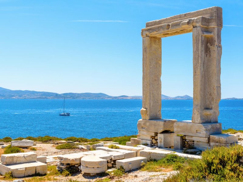 Portara entrance of port at Naxos island