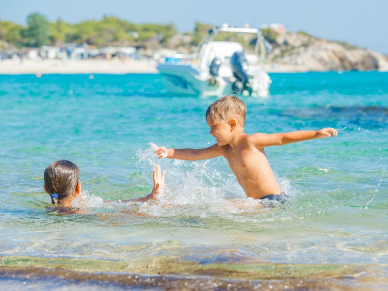 kids playing on the beach Greece SH-min