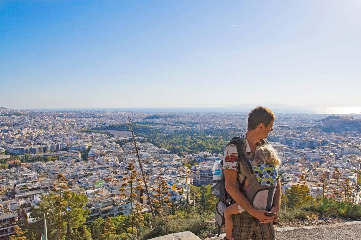 Athens with baby toddler view