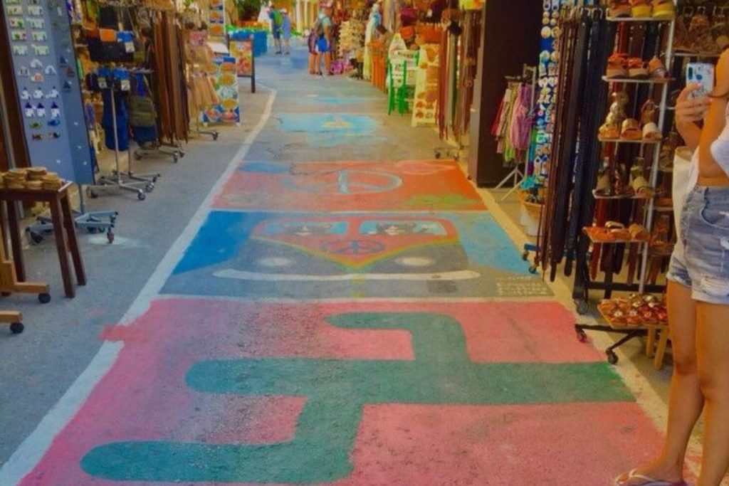 Matala Village Crete Hippies Town MT Matala colorful pedestrian road