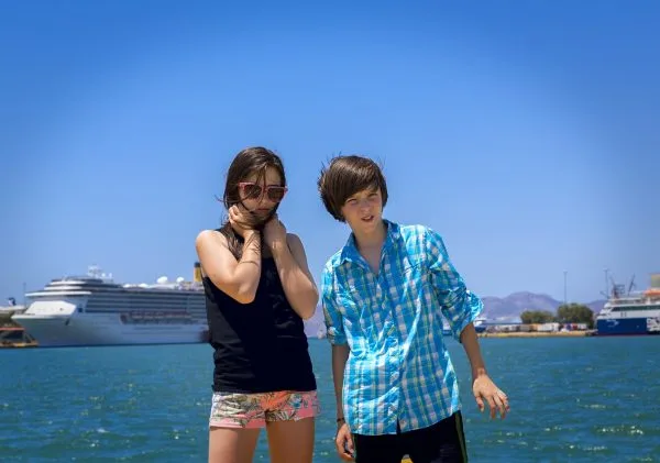 Teenagers in Greek island