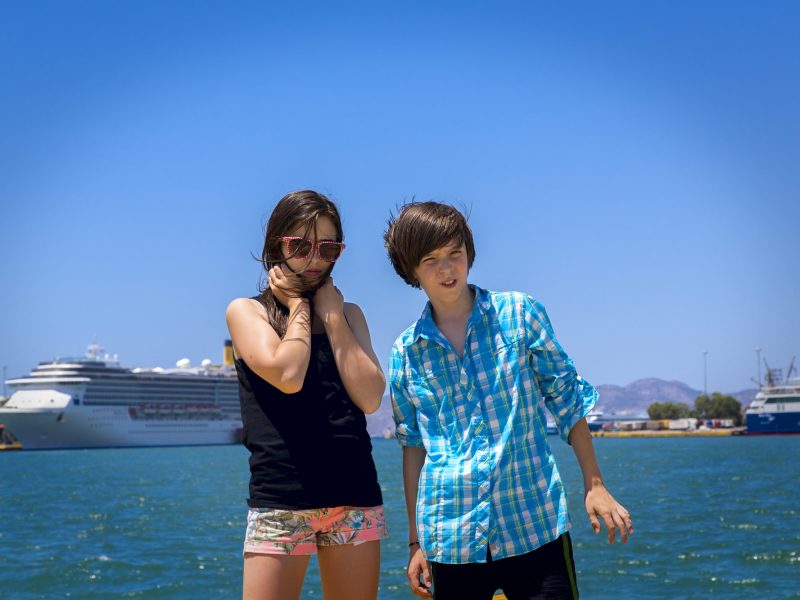Teenagers in Greek island
