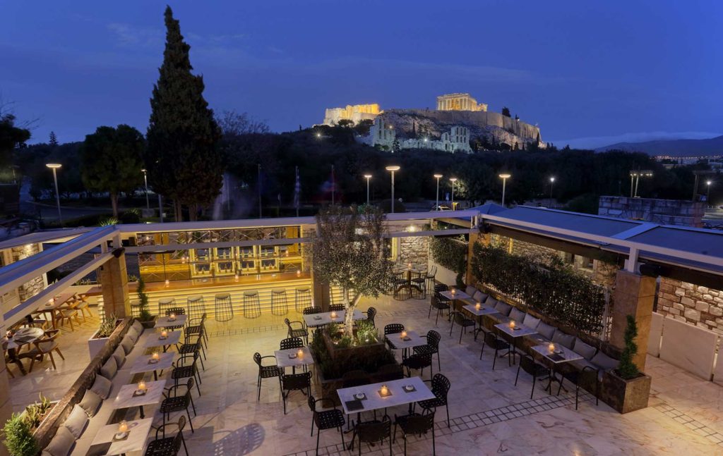 Dionysos Zonar's restaurant in Athens, overlooking the Acropolis