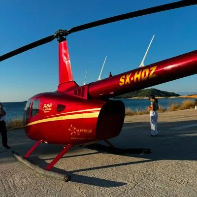 helicopter, greek islands
